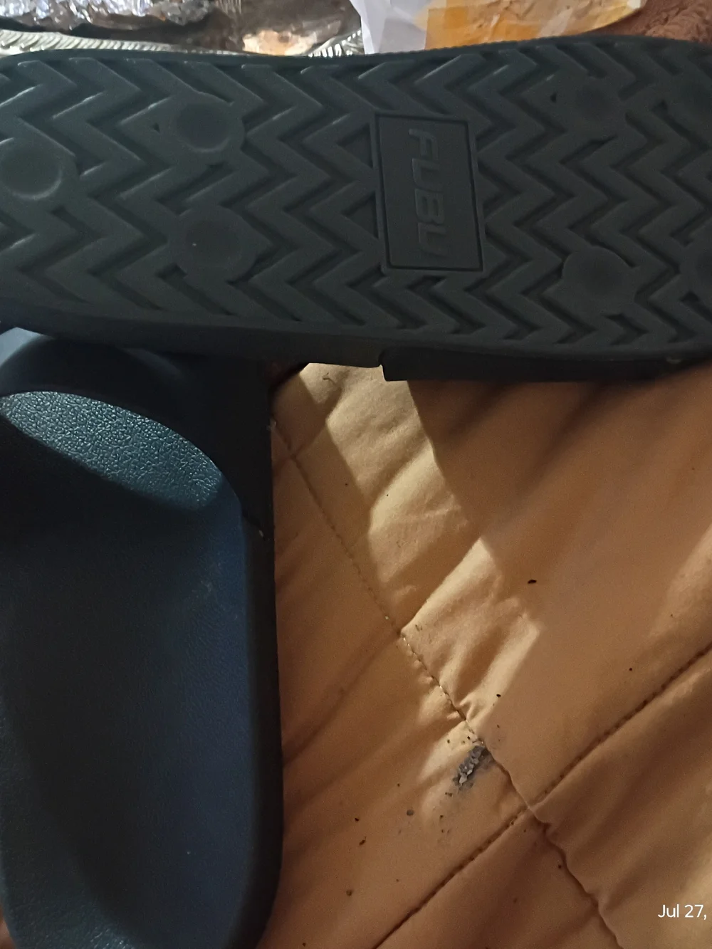 Black Fubu Slide Sandals with Raised Logo